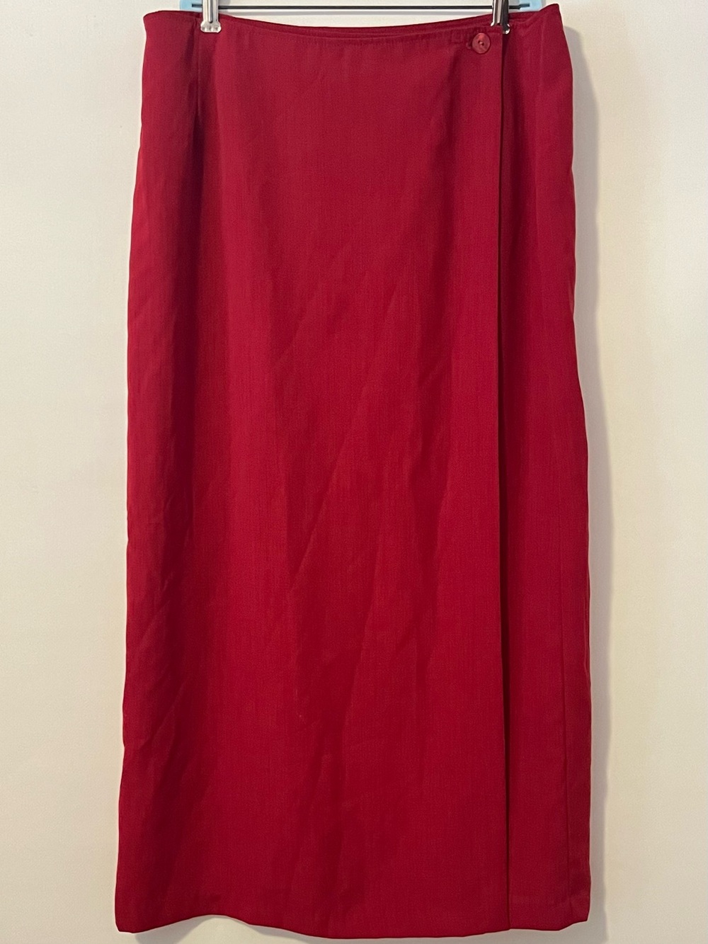 Studio C Women’s Red Wrap Maxi Skirt Size 16 Button Closure Long